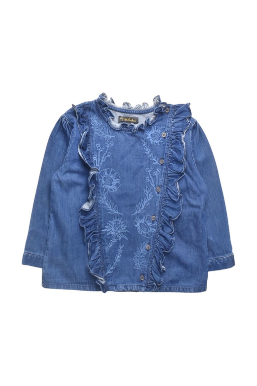 A Blue Long Sleeve Tops from Velveteen in size 5T for girl. (Front View)
