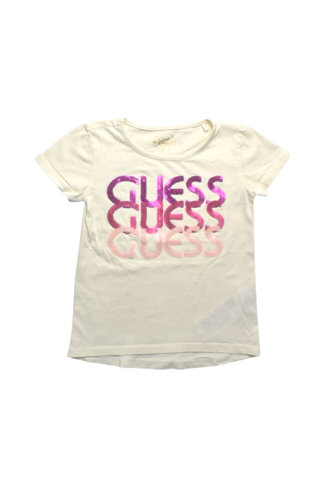 A White Short Sleeve T Shirts from Guess in size 5T for girl. (Front View)