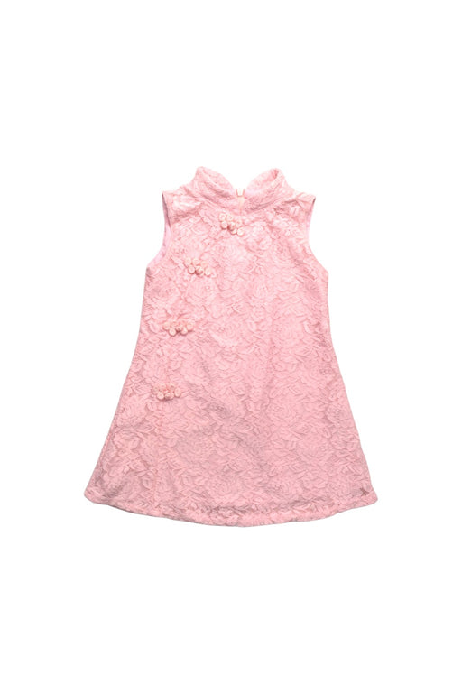 A Pink Sleeveless Dresses from KidsCrafter in size 3T for girl. (Front View)