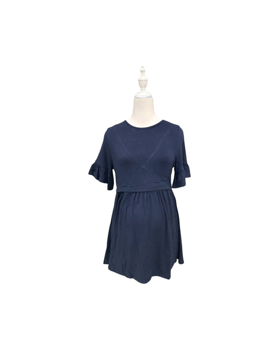 A Navy Short Sleeve Tops from Mothercot in size Maternity-S for maternity. (Front View)