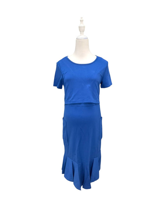A Blue Short Sleeve Dresses from Mothercot in size Maternity-S for maternity. (Front View)