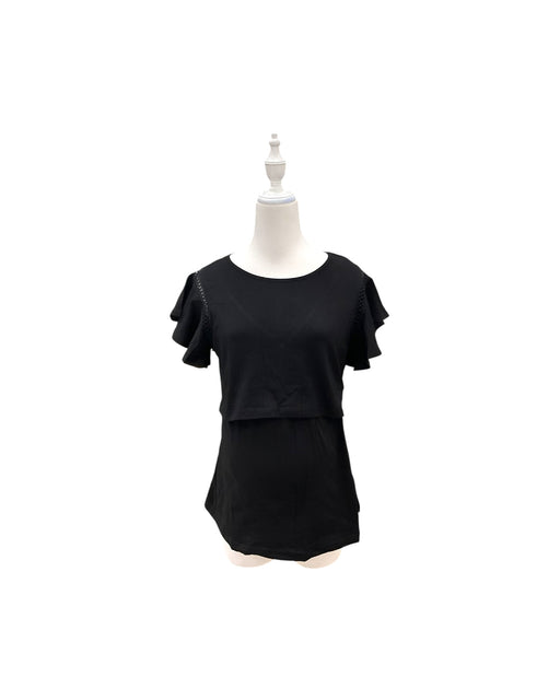 A Black Short Sleeve Tops from Mothercot in size Maternity-S for maternity. (Front View)