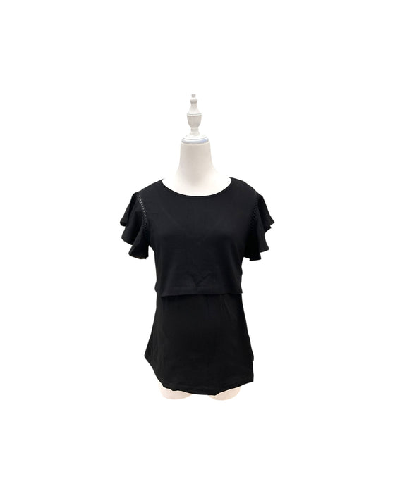 A Black Short Sleeve Tops from Mothercot in size Maternity-S for maternity. (Front View)