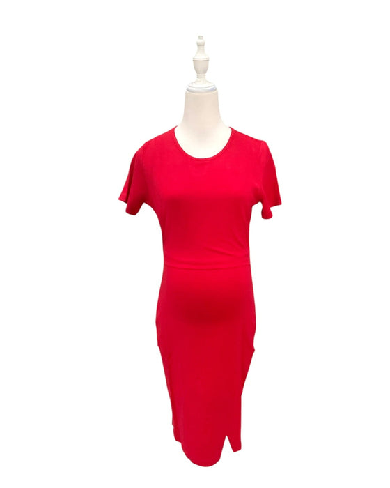 A Red Short Sleeve Dresses from Mothercot in size Maternity-S for maternity. (Front View)