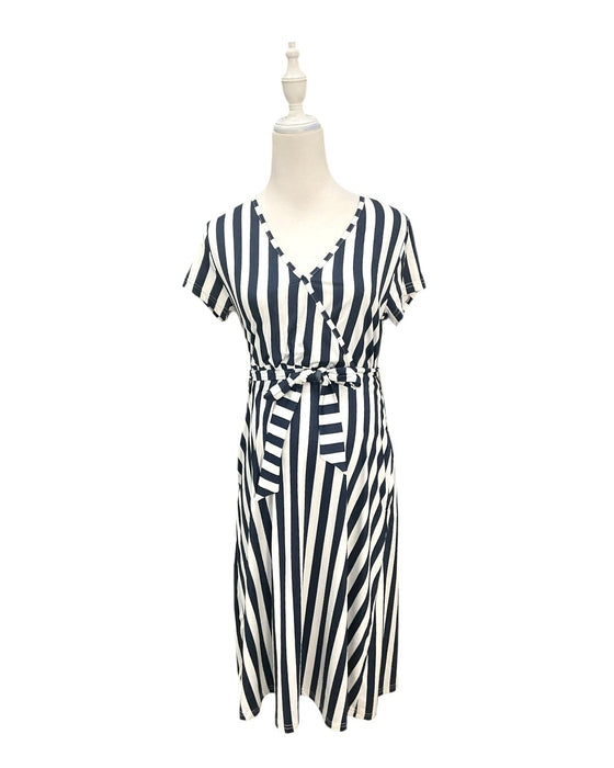 A Navy Short Sleeve Dresses from Mothercot in size Maternity-S for maternity. (Front View)