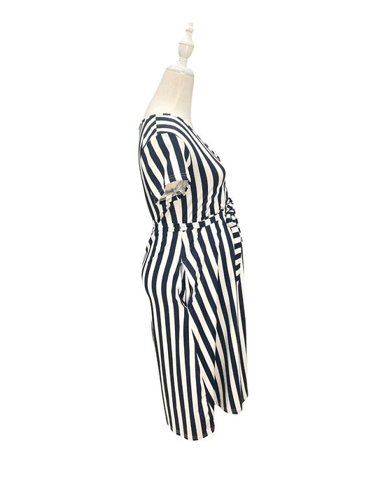 A Navy Short Sleeve Dresses from Mothercot in size Maternity-S for maternity. (Back View)