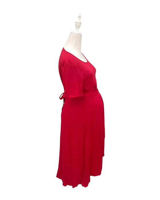 A Red Short Sleeve Dresses from Mothercot in size Maternity-S for maternity. (Back View)