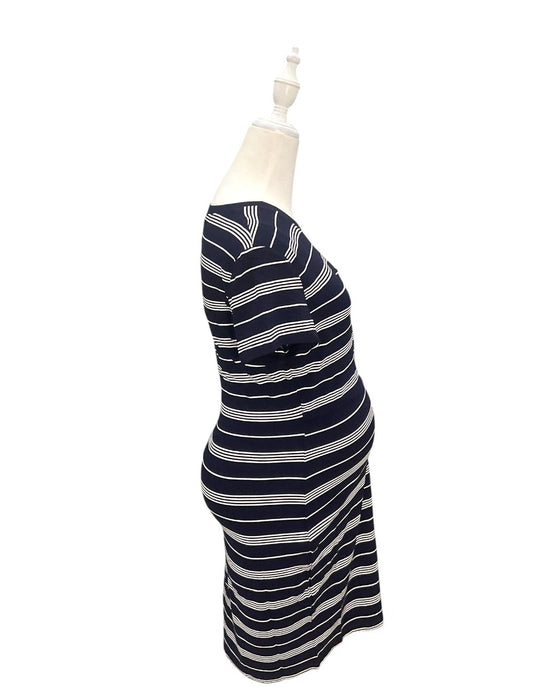 A Navy Short Sleeve Dresses from Mothercot in size Maternity-S for maternity. (Back View)