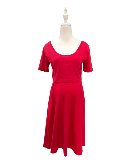 A Red Short Sleeve Dresses from Mothercot in size Maternity-S for maternity. (Front View)