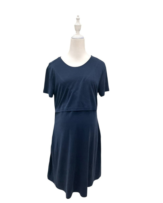 A Navy Short Sleeve Dresses from Mothercot in size Maternity-S for maternity. (Front View)