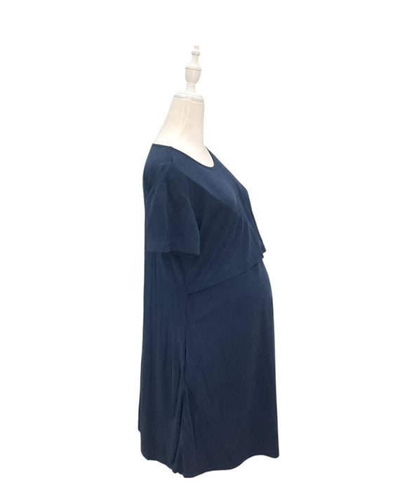 A Navy Short Sleeve Dresses from Mothercot in size Maternity-S for maternity. (Back View)
