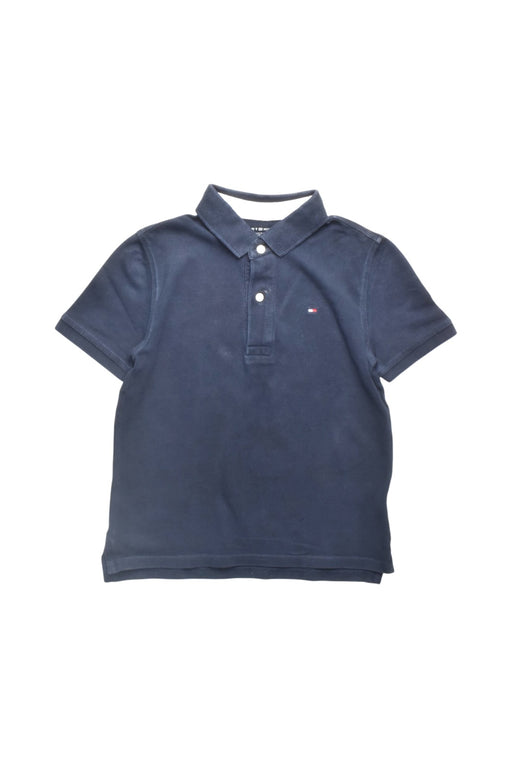 A Navy Short Sleeve Polos from Tommy Hilfiger in size 6T for boy. (Front View)