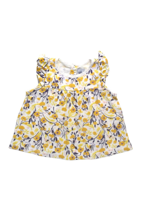 A Yellow Sleeveless Tops from Petit Bateau in size 12-18M for girl. (Front View)