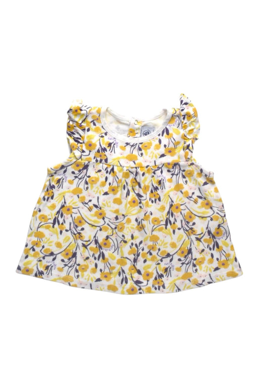 A Yellow Sleeveless Tops from Petit Bateau in size 12-18M for girl. (Front View)
