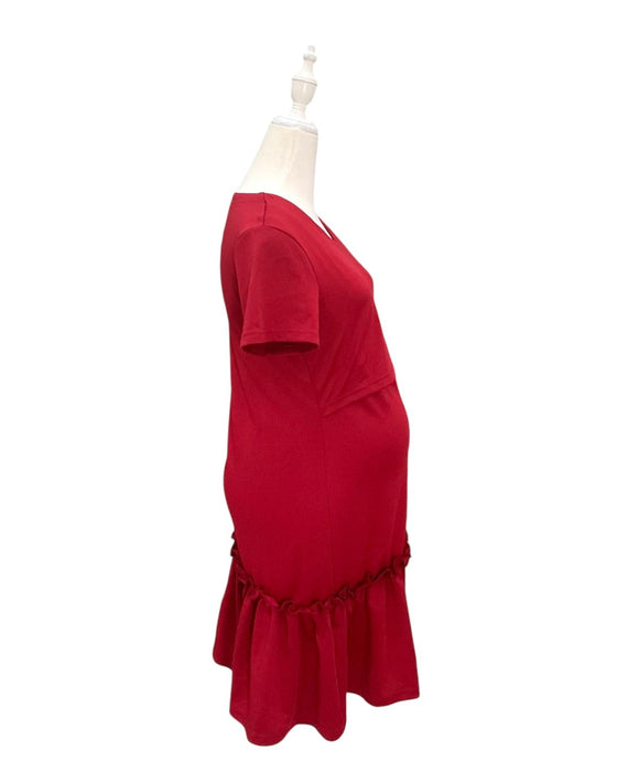 A Red Short Sleeve Dresses from Jump Eat Cry in size Maternity-S for maternity. (Back View)