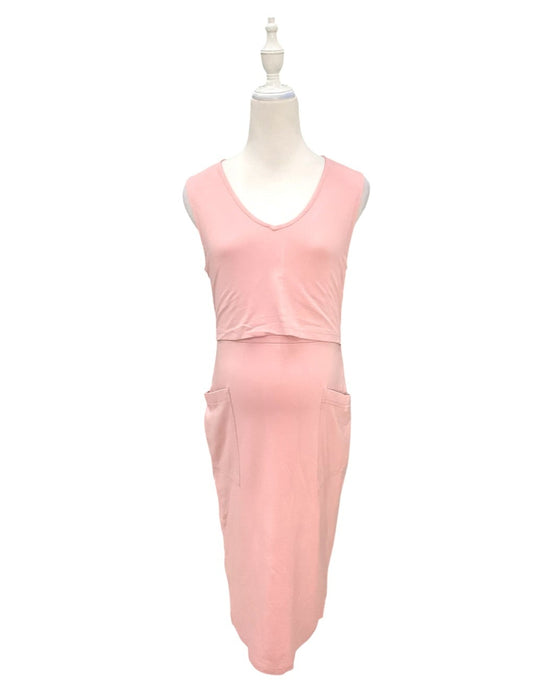 A Pink Sleeveless Dresses from Jump Eat Cry in size Maternity-S for maternity. (Front View)