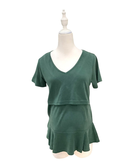 A Green Short Sleeve Tops from Jump Eat Cry in size Maternity-S for maternity. (Front View)