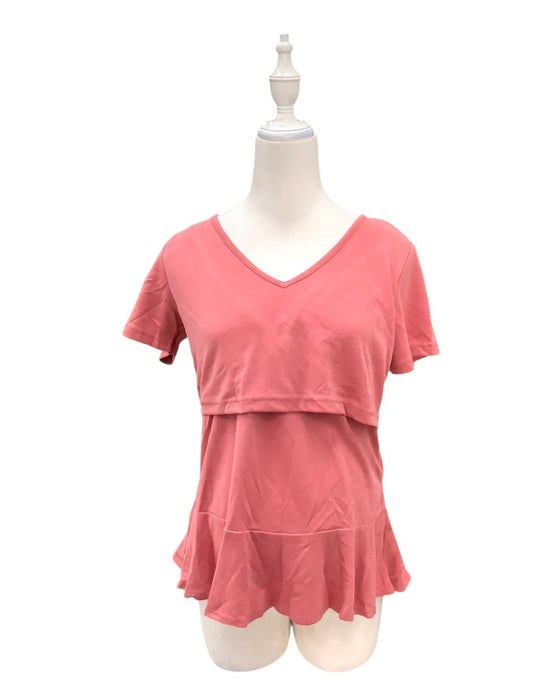 A Pink Short Sleeve Tops from Jump Eat Cry in size Maternity-S for maternity. (Front View)