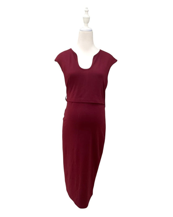 A Burgundy Sleeveless Dresses from Mothercot in size Maternity-S for maternity. (Front View)