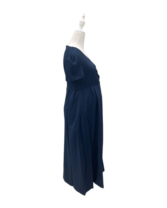 A Navy Short Sleeve Dresses from Mothercot in size Maternity-S for maternity. (Back View)