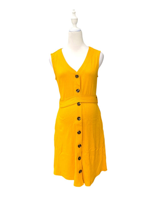 A Yellow Sleeveless Dresses from Mothercot in size Maternity-S for maternity. (Front View)