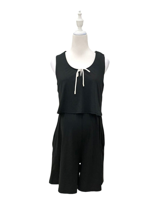 A Black Sleeveless Rompers from Mothercot in size Maternity-S for maternity. (Front View)
