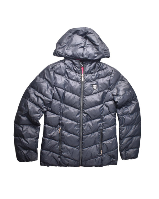 A Navy Puffer/Quilted Jackets from Emporio Armani in size 12Y for neutral. (Front View)