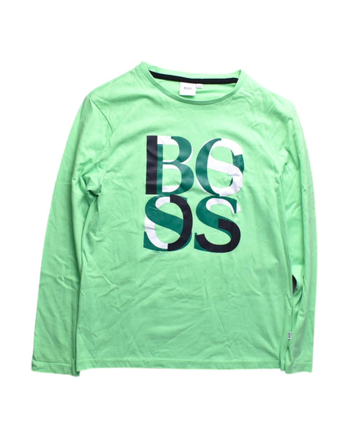 A Green Long Sleeve T Shirts from Hugo Boss in size 12Y for boy. (Front View)