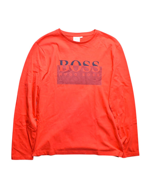 A Red Long Sleeve T Shirts from Hugo Boss in size 12Y for boy. (Front View)
