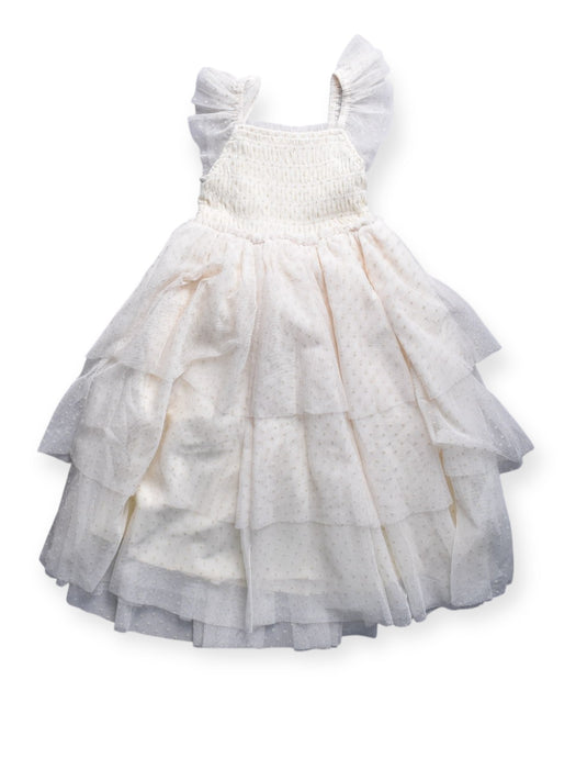 A White Sleeveless Dresses from Noralee in size 4T for girl. (Back View)