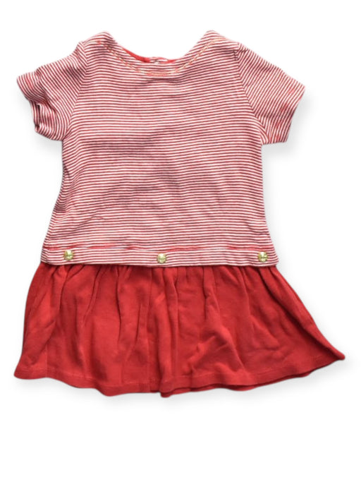 A Red Short Sleeve Dresses from Petit Bateau in size 6-12M for girl. (Front View)