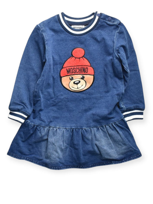 A Navy Long Sleeve Dresses from Moschino in size 2T for girl. (Front View)