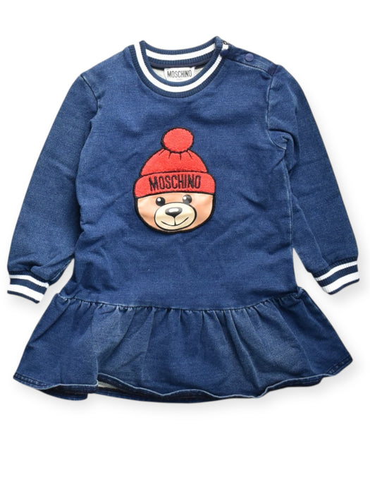 A Blue Long Sleeve Dresses from Moschino in size 2T for girl. (Front View)