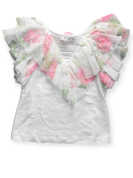 A White Short Sleeve Tops from Monnalisa in size 5T for girl. (Front View)