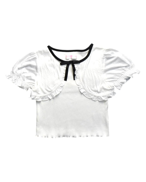 A White Short Sleeve Tops from Mezzo Piano in size 5T for girl. (Front View)