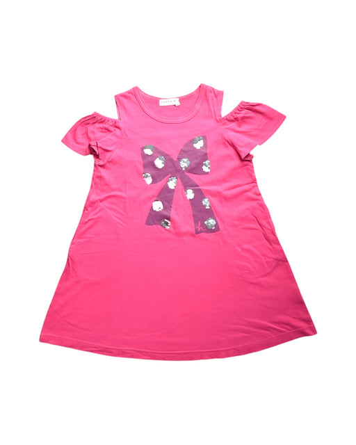 A Pink Short Sleeve Dresses from Hakka in size 4T for girl. (Front View)