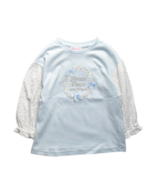 A Blue Long Sleeve Tops from Mezzo Piano in size 3T for girl. (Front View)
