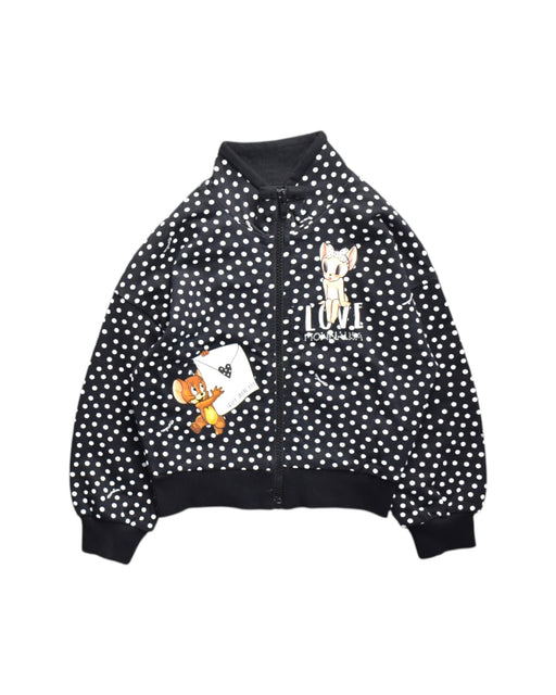 A Black Lightweight Jackets from Monnalisa in size 4T for girl. (Front View)