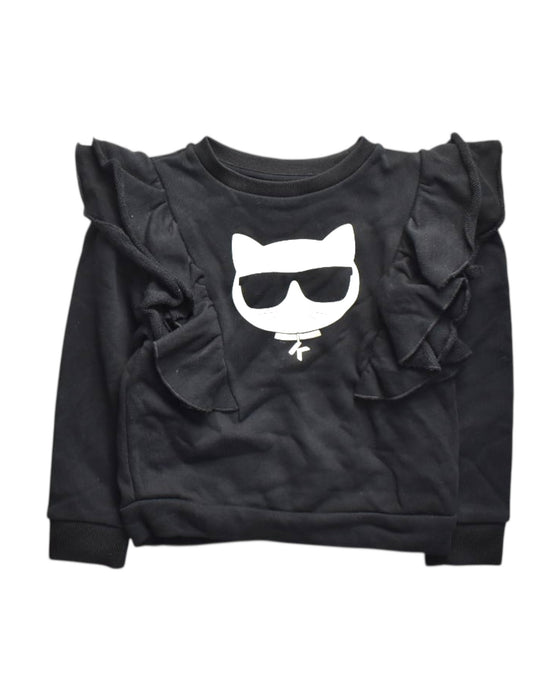 A Black Crewneck Sweatshirts from Karl Lagerfeld in size 5T for girl. (Front View)