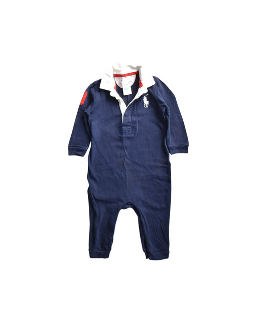 A Navy Long Sleeve Rompers from Ralph Lauren in size 6-12M for boy. (Front View)
