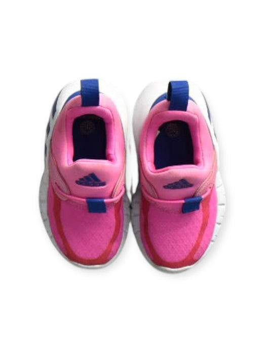 A Pink Sneakers from Adidas in size 3T for girl. (Back View)