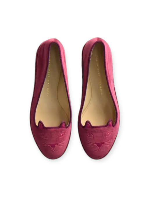 A Pink Flats from Charlotte Olympia in size 10Y for girl. (Front View)
