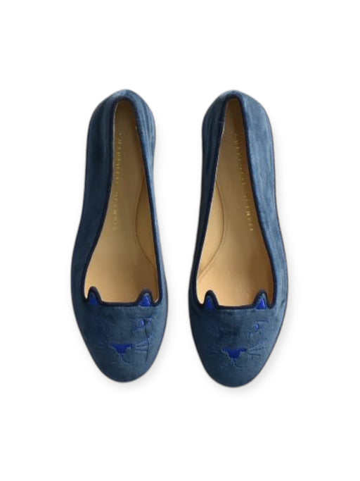 A Blue Flats from Charlotte Olympia in size 12-18M for girl. (Front View)