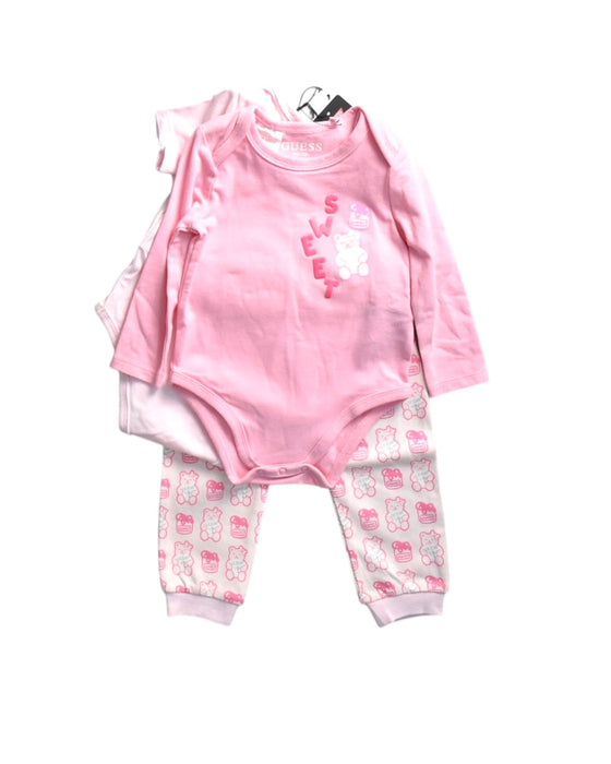 A Pink Pants Sets from Guess in size 6-12M for girl. (Front View)