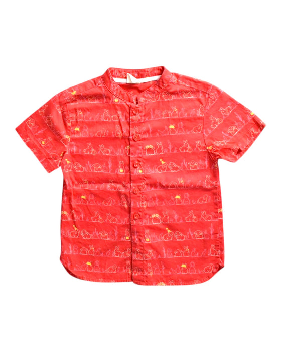 A Red Short Sleeve Shirts from Elly in size 5T for boy. (Front View)
