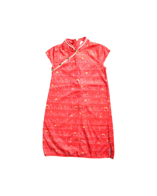 A Red Short Sleeve Dresses from Elly in size 4T for girl. (Front View)