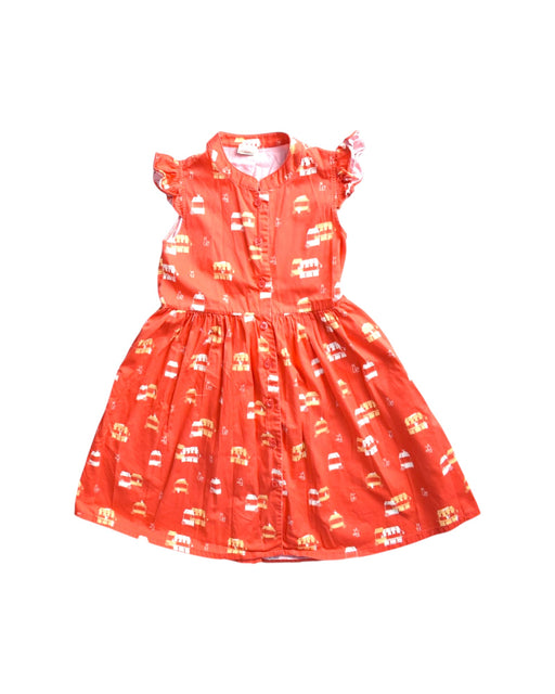 A Orange Sleeveless Dresses from Elly in size 4T for girl. (Front View)