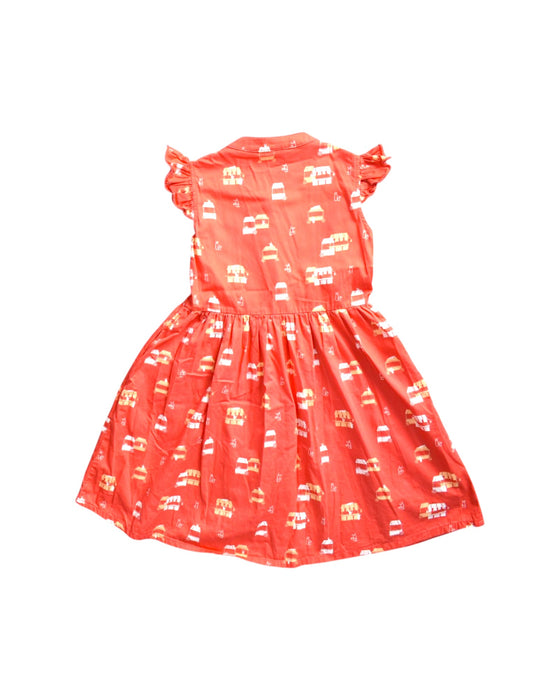 A Orange Sleeveless Dresses from Elly in size 4T for girl. (Back View)