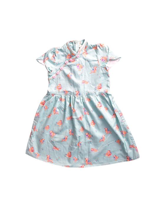A Blue Short Sleeve Dresses from Elly in size 4T for girl. (Back View)