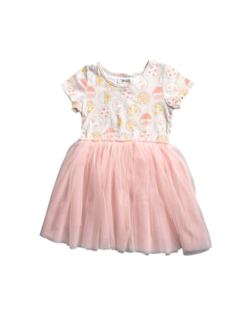A Pink Short Sleeve Dresses from Taylor Joelle in size 4T for girl. (Front View)